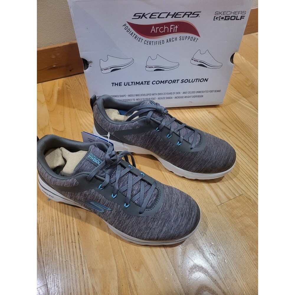 Skechers Go Walk 5 Arch Fit Golf Shoes Womens 9 Gray Pink Spikeless Comfort